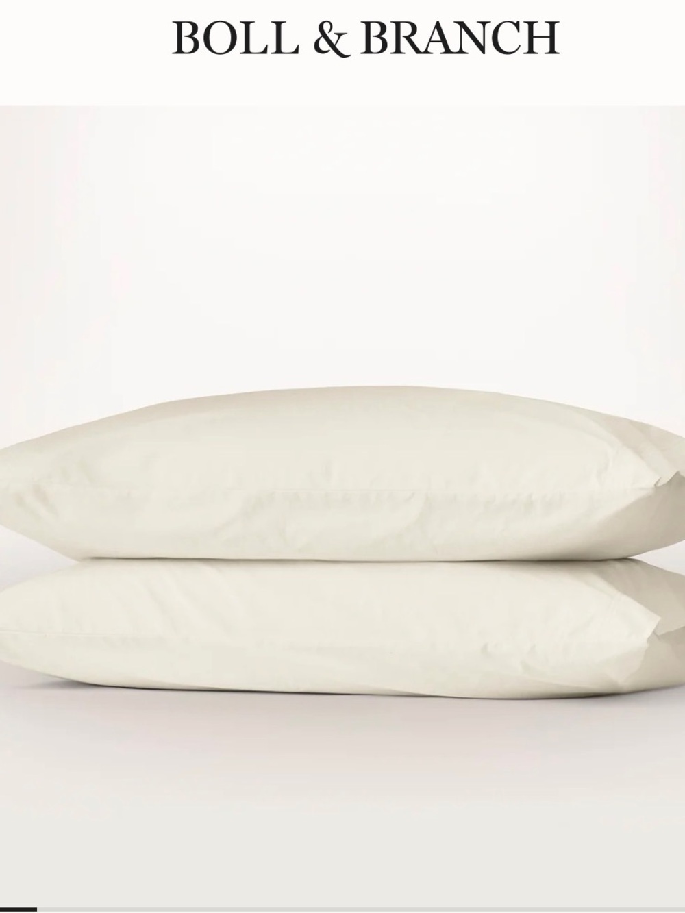 BOLL AND BRANCH NWT Percale Vintage Washed Cream Organic Soft Pillowcase Pair